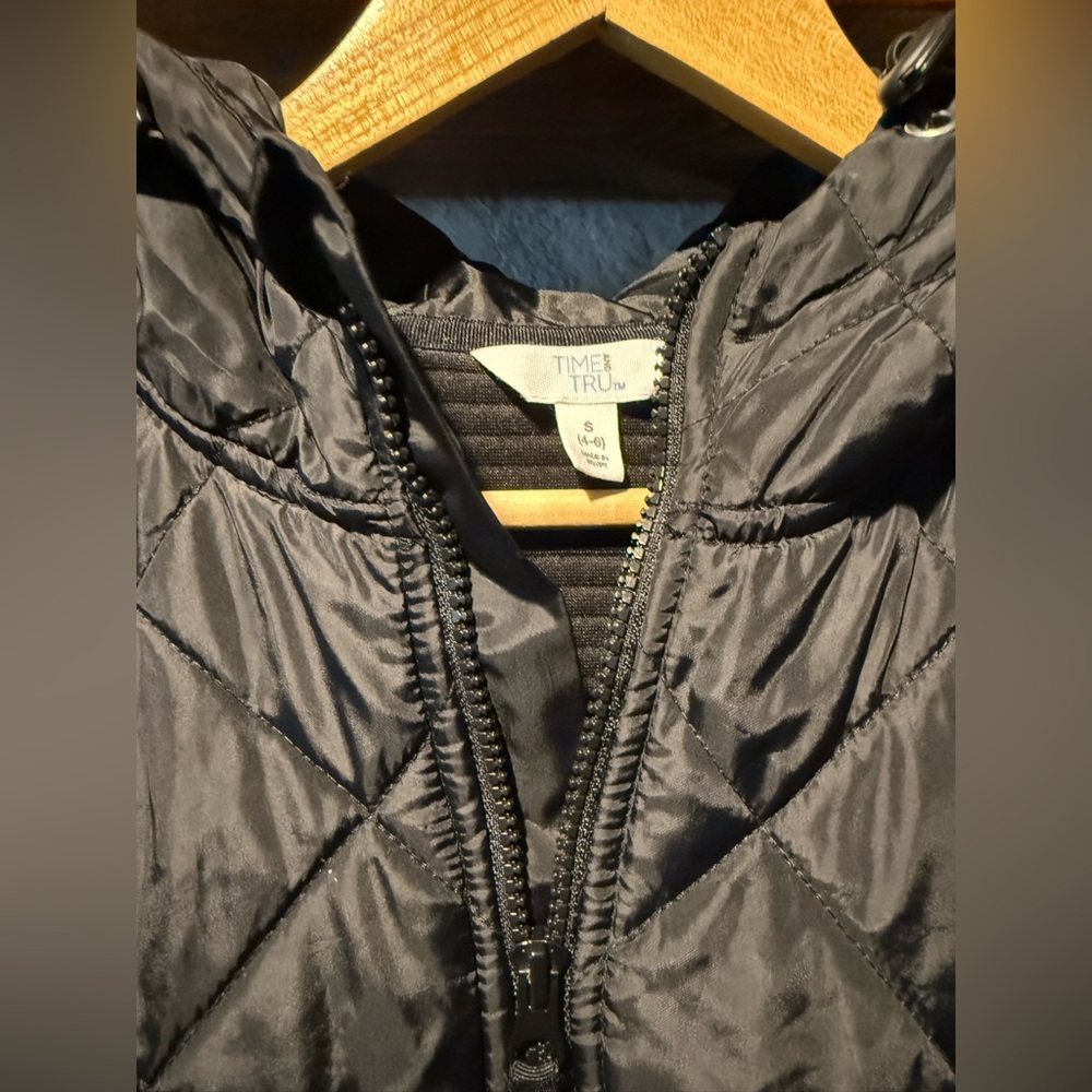 Black Quilted Jacket with Hood - Picture 3 of 5